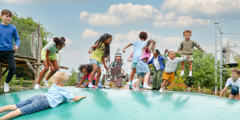 Children on Jumping Pillow