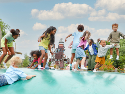 Children on Jumping Pillow