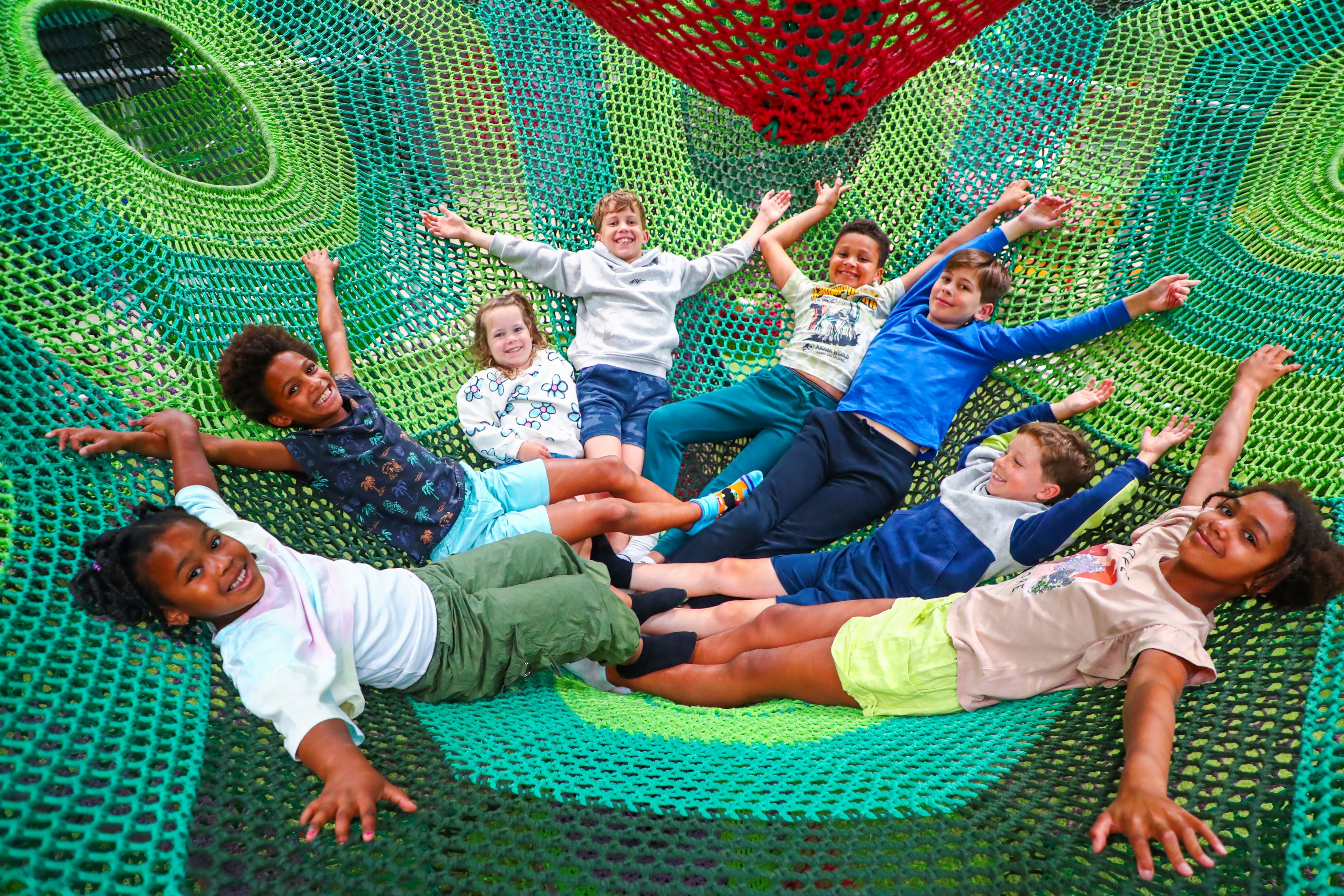 Crochet hammock soft play feature at indoor play area in Hounslow at Hobbledown Heath