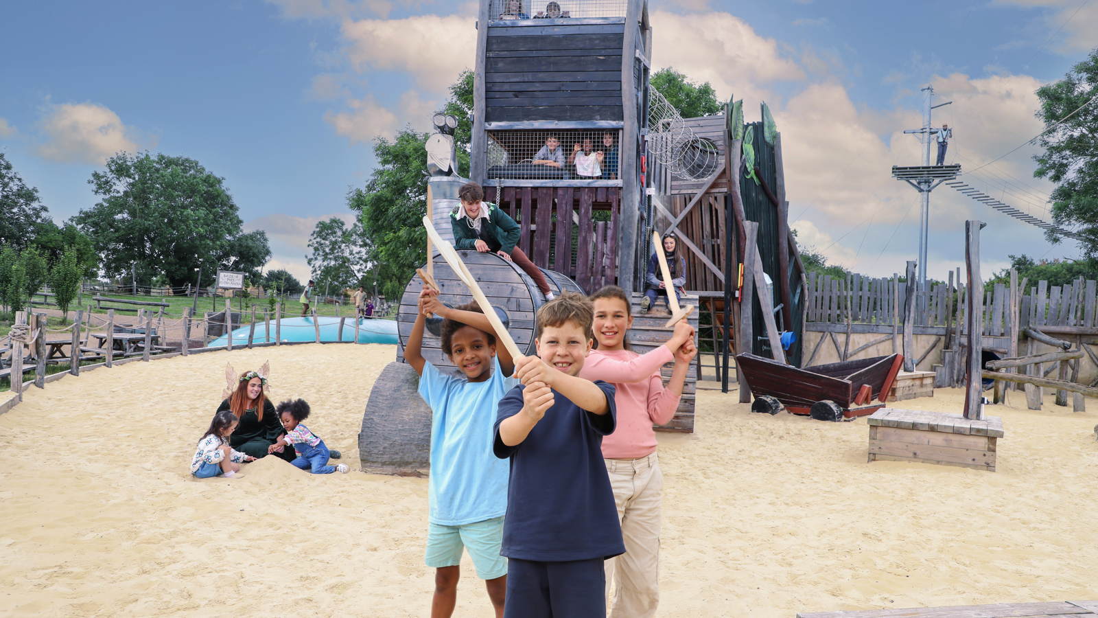 Three Children with Play Swords